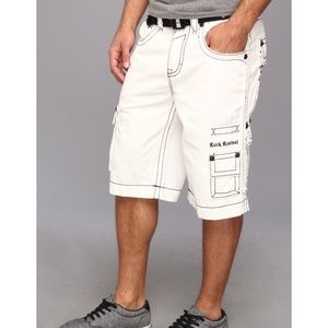 Mens 38 Rock Revival White Cargo Shorts
